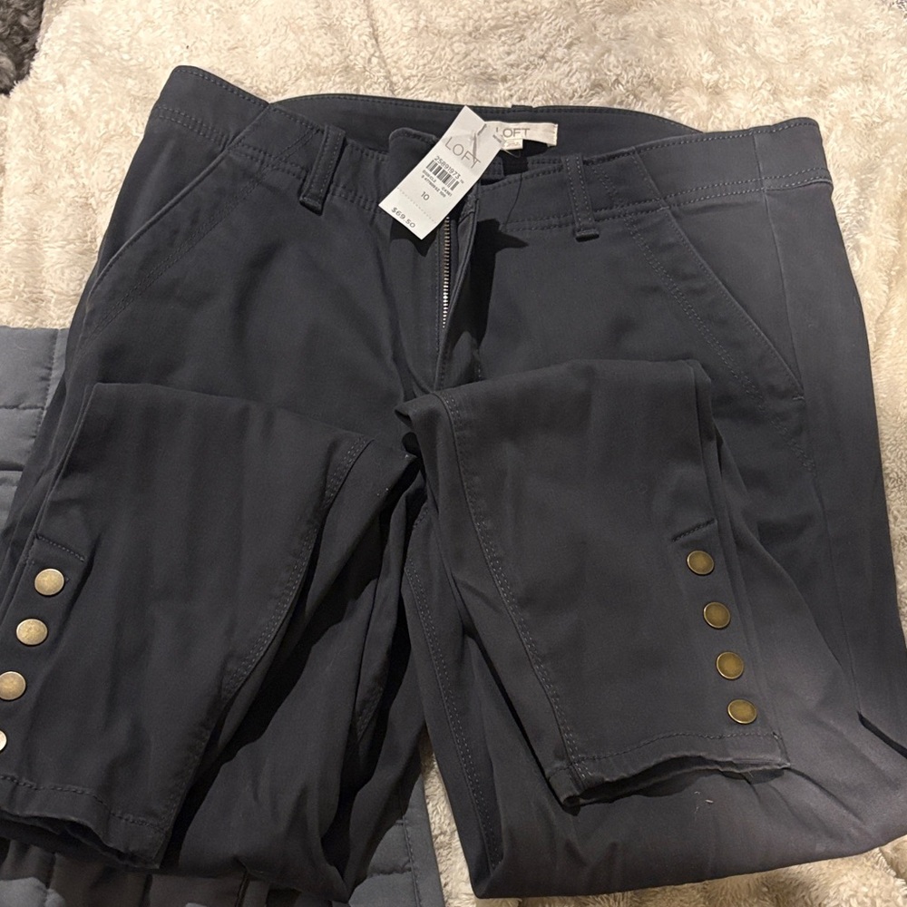 LOFT Men's Dark Gray Chinos with Button Detail